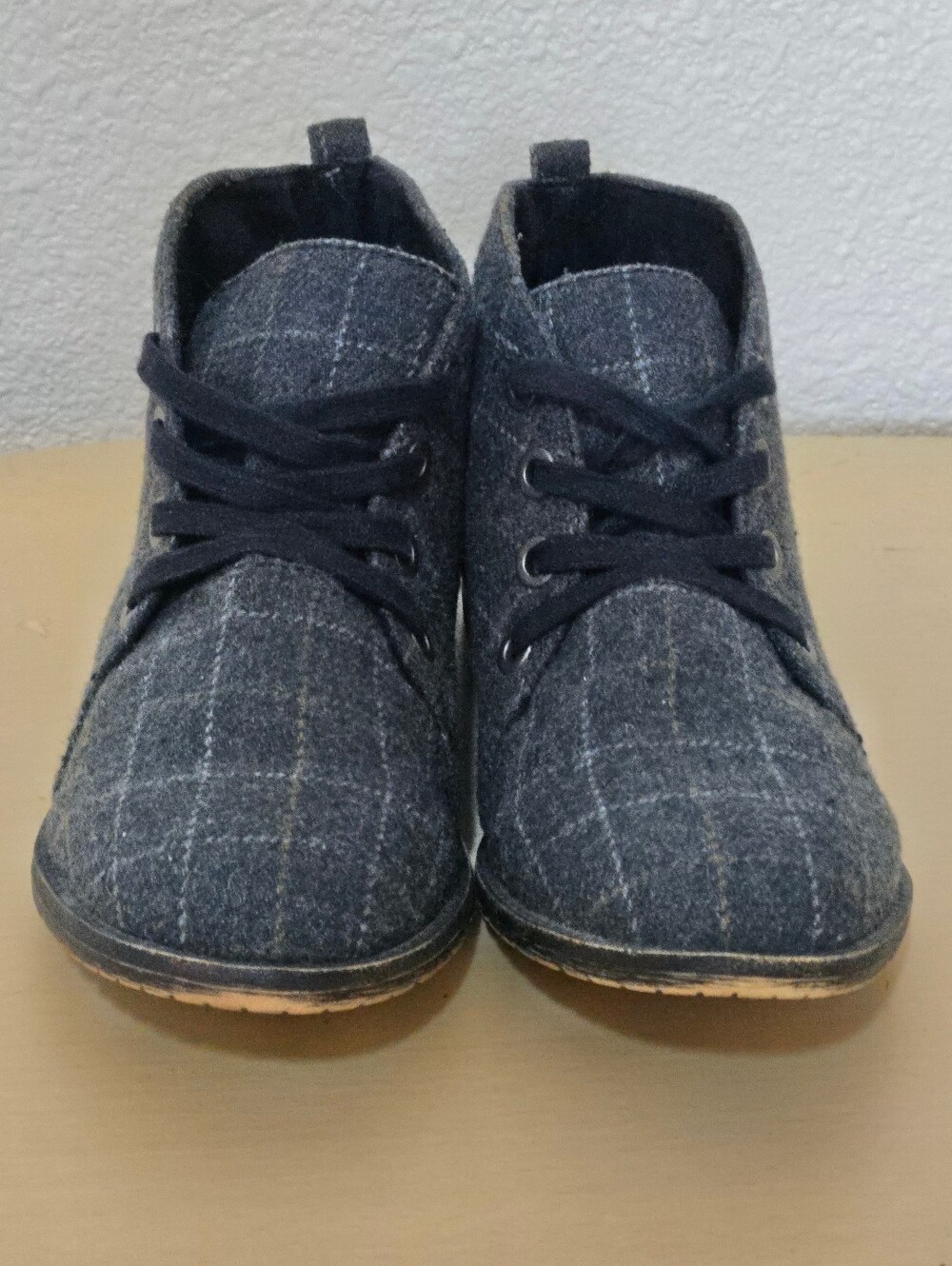 Blowfish Thorpe Lace-up Ankle Boots - Black & Grey Plaid Oxford Tweed - Size 9